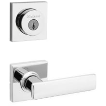 Breton Passage Lever Set and Single Cylinder Keyed Entry Deadbolt Combo with SmartKey from the Halifax Collection