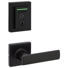 Breton Passage Lever Set and Electronic Keyless Entry Deadbolt Combo Pack with SmartKey from the Halo Collection