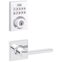 Casey Passage Lever Set and Electronic Keyless Entry Deadbolt Combo Pack with SmartKey from the Home Connect Collection
