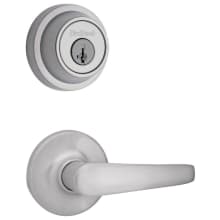 Delta Passage Lever Set and Single Cylinder Keyed Entry Deadbolt Combo with SmartKey from the Contemporary Collection