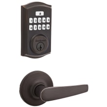 Delta Passage Lever Set and Electronic Keyless Entry Deadbolt Combo Pack with SmartKey from the SmartCode Deadbolts Touchpad Collection