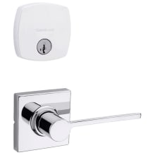 Ladera Passage Lever Set and Single Cylinder Keyed Entry Deadbolt Combo with SmartKey from the Midtown Collection