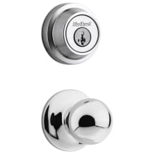 Polo Passage Knob Set and Single Cylinder Keyed Entry Deadbolt Combo with SmartKey from the Contemporary Collection