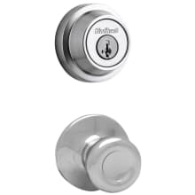 Tylo Passage Knob Set and Single Cylinder Keyed Entry Deadbolt Combo with SmartKey from the Contemporary Collection