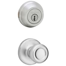 Tylo Passage Knob Set and Single Cylinder Keyed Entry Deadbolt Combo with SmartKey from the 780 Series