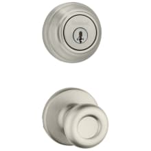 Tylo Passage Knob Set and Single Cylinder Keyed Entry Deadbolt Combo with SmartKey from the 980 Series