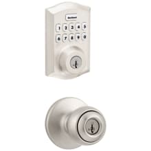 Polo Single Cylinder Keyed Entry Knob Set and Electronic Keyless Entry Deadbolt Combo Pack with SmartKey from the Home Connect Collection