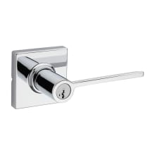 Ladera Single Cylinder Keyed Entry Door Lever Set with Square Rose
