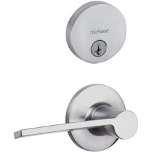 Palmina Passage Lever Set and Single Cylinder Keyed Entry Deadbolt Combo with SmartKey from the Uptown Collection
