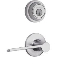 Palmina Passage Lever Set and Single Cylinder Keyed Entry Deadbolt Combo with SmartKey from the Contemporary Collection