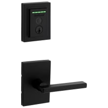 Halifax Passage Lever Set and Electronic Keyless Entry Deadbolt Combo Pack with SmartKey from the Halo Collection