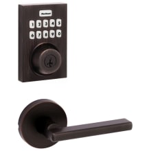 Halifax Passage Lever Set and Electronic Keyless Entry Deadbolt Combo Pack with SmartKey from the Home Connect Collection