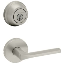 Lisbon Passage Lever Set and Single Cylinder Keyed Entry Deadbolt Combo with SmartKey from the 780 Series