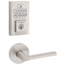Lisbon Passage Lever Set and Electronic Keyless Entry Deadbolt Combo Pack with SmartKey from the SmartCode Deadbolts Touchpad Collection