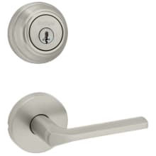 Lisbon Passage Lever Set and Single Cylinder Keyed Entry Deadbolt Combo with SmartKey from the 980 Series
