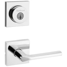 Lisbon Passage Lever Set and Single Cylinder Keyed Entry Deadbolt Combo with SmartKey from the Halifax Collection