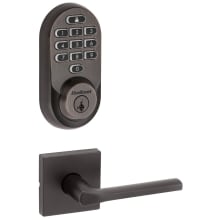 Lisbon Passage Lever Set and Electronic Keyless Entry Deadbolt Combo Pack with SmartKey from the Halo Collection