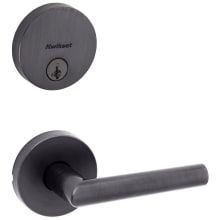 Milan Passage Lever Set and Single Cylinder Keyed Entry Deadbolt Combo with SmartKey from the Uptown Collection