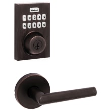Milan Passage Lever Set and Electronic Keyless Entry Deadbolt Combo Pack with SmartKey from the Home Connect Collection