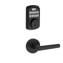Milan Passage Lever and 942 Aura Keypad Deadbolt Combo Pack with SmartKey and Bluetooth Technology