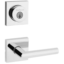 Milan Passage Lever Set and Single Cylinder Keyed Entry Deadbolt Combo with SmartKey from the Halifax Collection