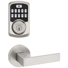 Singapore Passage Lever Set and Electronic Keyless Entry Deadbolt Combo Pack with SmartKey from the Aura Collection