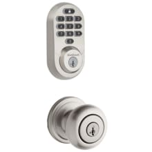 Hancock Single Cylinder Keyed Entry Knob Set and Electronic Keyless Entry Deadbolt Combo Pack with SmartKey from the Halo Collection
