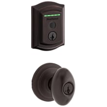 Laurel Single Cylinder Keyed Entry Knob Set and Electronic Keyless Entry Deadbolt Combo Pack with SmartKey from the Halo Collection