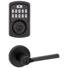 Lisbon Single Cylinder Keyed Entry Lever Set and Electronic Keyless Entry Deadbolt Combo Pack with SmartKey from the Aura Collection