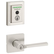 Lisbon Single Cylinder Keyed Entry Lever Set and Electronic Keyless Entry Deadbolt Combo Pack with SmartKey from the Halo Collection