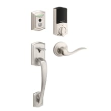 959 Halo Traditional Electronic Fingerprint WiFi Enabled Deadbolt with Prescott Handleset and Tustin Interior Lever Combo Pack with SmartKey