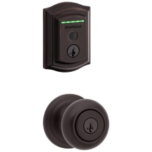 Juno Single Cylinder Keyed Entry Knob Set and Electronic Keyless Entry Deadbolt Combo Pack with SmartKey from the Halo Collection