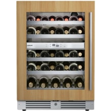 24 Inch Wide 37 Bottle Dual Zone Wine Cooler with Alternating (Blue, White, Amber) LED lighting, Door Alarm, Touch Control Panel and Lockable Left Hinged Door