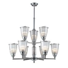 Contemporary / Modern Nine Light Up Lighting Two Tier Chandelier from the Halophane Collection