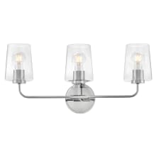 Kline 3 Light 24" Wide Vanity Light with Clear Glass Shades