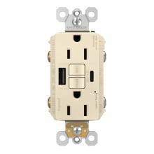 radiant 15 Ampere Tamper-Resistant Self-Test GFCI Electrical Outlet with USB-A and USB-C Ports