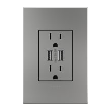 adorne 15 Ampere Tamper Resistant Electrical Outlet with USB-A Ports and Wall Plate