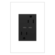 adorne 15 Ampere Tamper Resistant Electrical Outlet with Power Delivery USB-C Ports