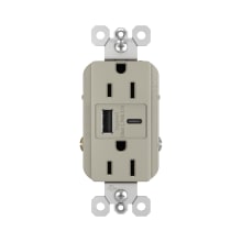 radiant 15 Ampere Tamper Resistant Electrical Outlet with Ultra-Fast USB-A and USB-C Charging Ports