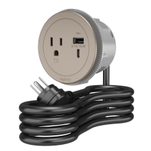 Wiremold 15 Ampere 1 Outlet Tamper Resistant Round Furniture Power with USB-A and USB-C Ports - 10' Cord