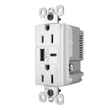 radiant 15 Ampere Tamper Resistant Weather Resistant Electrical Outlet with Ultra-Fast USB-C Charging Ports