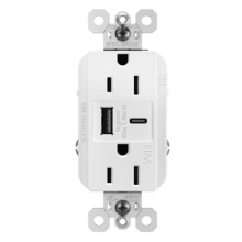 radiant 15 Ampere Spec Grade Tamper Resistant Weather Resistant Electrical Outlet with Ultra-Fast USB-C Charging Ports