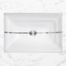 23" Rectangular Glass Undermount Bathroom Sink with Metal Leaf Accent