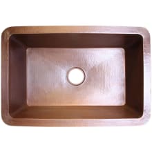 25" Undermount Single Basin Hammered Copper Kitchen Sink