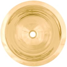 Smooth Large Round 16" Circular Brass Drop In Bathroom Sink
