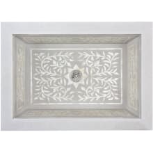 20-3/4" Rectangular White Marble with Mother of Pearl Inlay Drop In Bathroom Sink