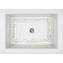 20-3/4" Rectangular White Marble with Mother of Pearl Inlay Drop In Bathroom Sink