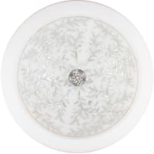 16-1/2" Circular White Marble with Mother of Pearl Inlay Drop In or Vessel Bathroom Sink