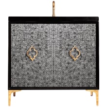 Mother of Pearl 36" Free Standing Plywood Vanity Cabinet Only with Black Pearls and Arabesque Pull - Less Vanity Top