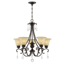 Romaine 5 Light 27" Wide Chandelier with Tea-Stained Glass Shade